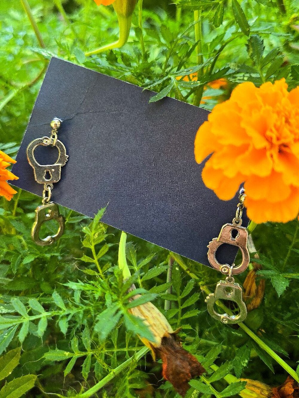 New Hypoallergenic Stainless Steel Handcuff Dangle Earrings - Tarnish Free - Picture 2 of 4